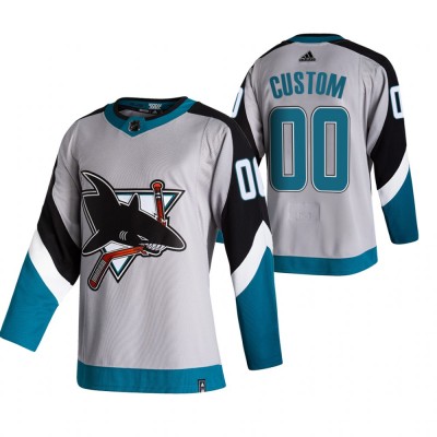 San Jose Sharks Custom Grey Men's Adidas 202021 Reverse Retro Alternate NHL Jersey